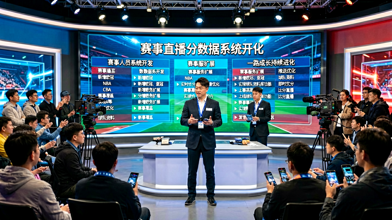 赛事直播演播室，技术人员进行比分数据系统开发